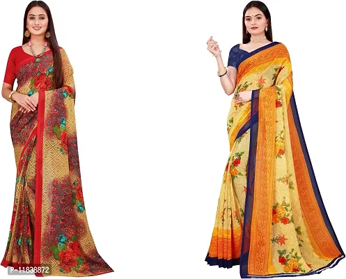 Beautiful Georgette Saree with Blouse Piece Pack Of 2