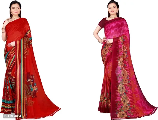 Beautiful Georgette Saree with Blouse Piece Pack Of 2-thumb0