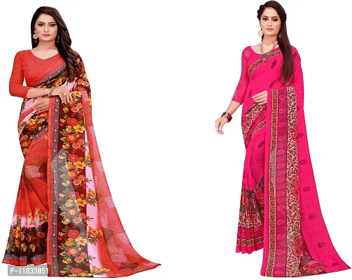 Beautiful Georgette Saree with Blouse Piece Pack Of 2