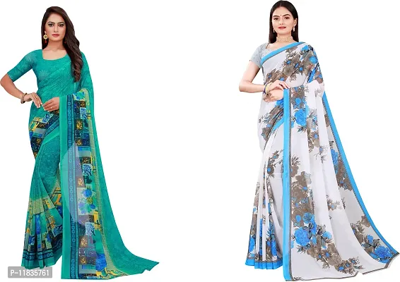 Beautiful Georgette Saree with Blouse Piece Pack Of 2-thumb0