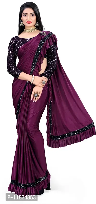 Beautiful Lycra Saree with Blouse Piece-thumb0