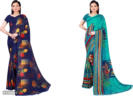 Beautiful Georgette Saree with Blouse Piece Pack Of 2