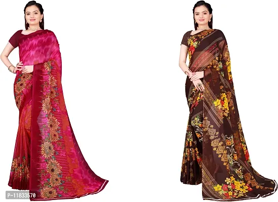 Beautiful Georgette Saree with Blouse Piece Pack Of 2-thumb0