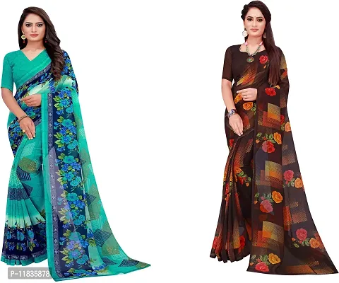 Beautiful Georgette Saree with Blouse Piece Pack Of 2-thumb0