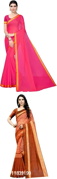 Beautiful Art Silk Saree With Blouse Piece Pack Of 2