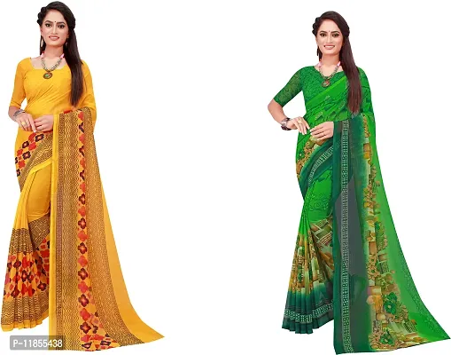 Beautiful Georgette Saree With Blouse Piece Pack Of 2