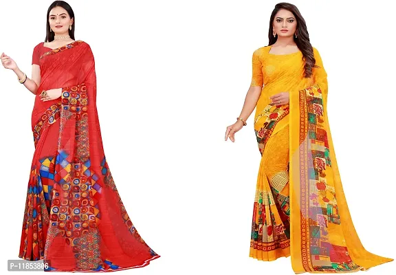 Beautiful Georgette Saree With Blouse Piece Pack Of 2