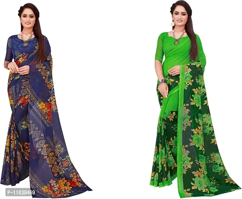 Beautiful Georgette Saree with Blouse Piece Pack Of 2-thumb0