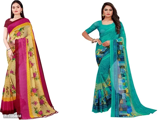 Beautiful Georgette Saree With Blouse Piece Pack Of 2-thumb0