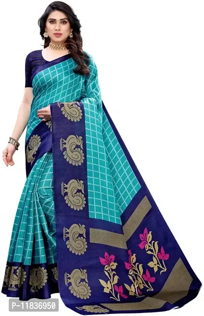 Beautiful Art Silk Saree with Blouse Piece-thumb0