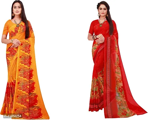 Beautiful Georgette Saree With Blouse Piece Pack Of 2