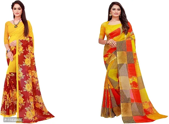 Beautiful Georgette Saree with Blouse Piece Pack Of 2-thumb0