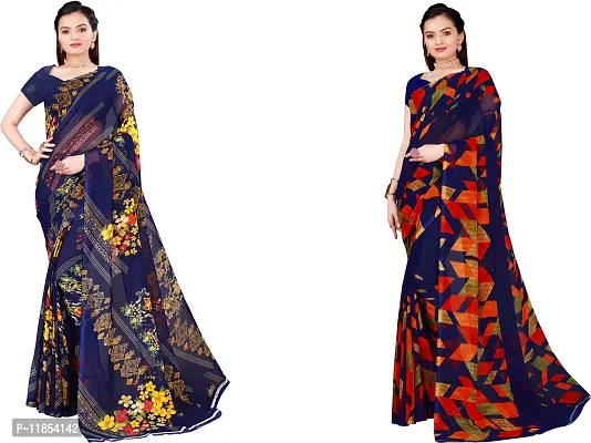 Beautiful Georgette Saree With Blouse Piece Pack Of 2-thumb0