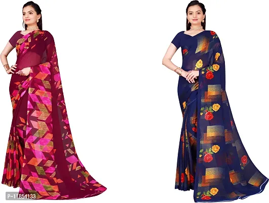 Beautiful Georgette Saree With Blouse Piece Pack Of 2-thumb0