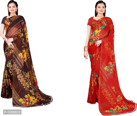 Beautiful Georgette Saree with Blouse Piece Pack Of 2-thumb0