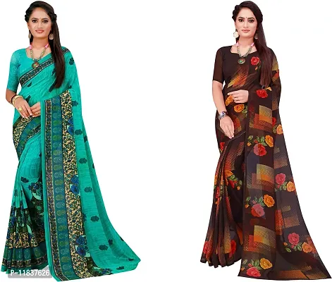 Beautiful Georgette Saree with Blouse Piece Pack Of 2-thumb0