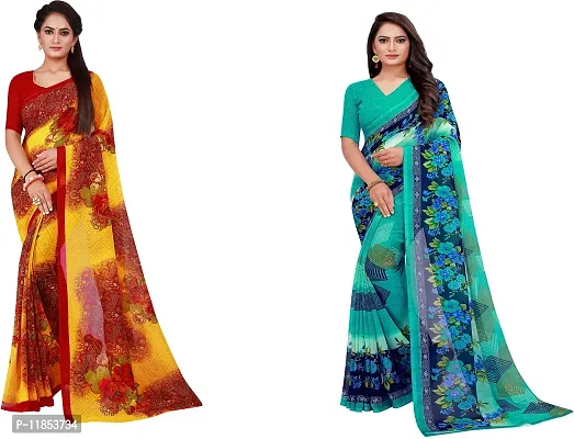 Beautiful Georgette Saree With Blouse Piece Pack Of 2