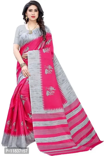 Beautiful Art Silk Saree with Blouse Piece-thumb0