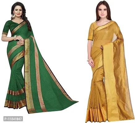 Beautiful Cotton Silk Saree With Blouse Piece Pack Of 2