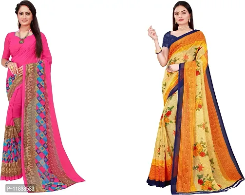 Beautiful Georgette Saree with Blouse Piece Pack Of 2