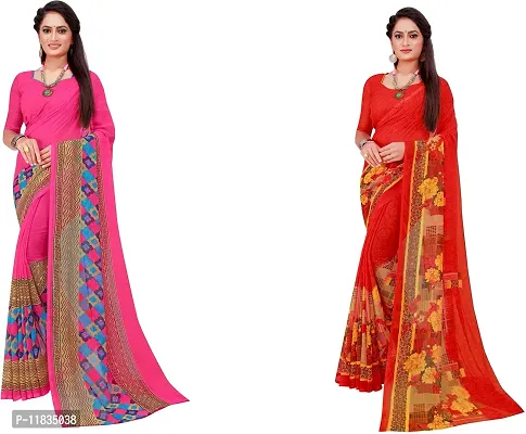 Beautiful Georgette Saree with Blouse Piece Pack Of 2-thumb0