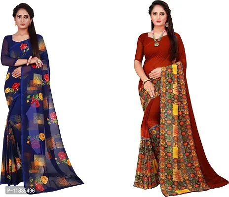 Beautiful Georgette Saree with Blouse Piece Pack Of 2-thumb0