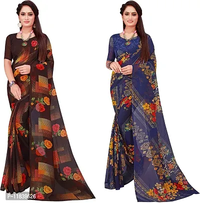 Beautiful Georgette Saree With Blouse Piece Pack Of 2-thumb0