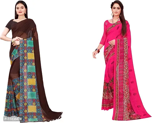 Beautiful Georgette Saree with Blouse Piece Pack Of 2