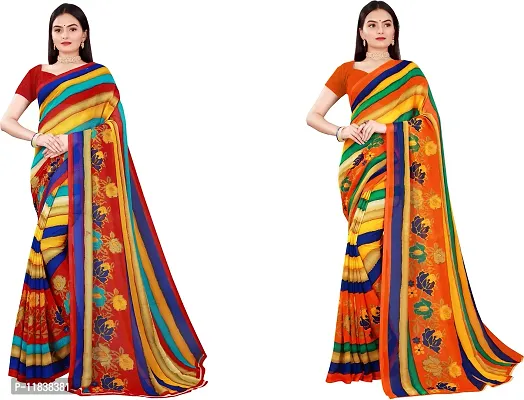 Beautiful Georgette Saree with Blouse Piece Pack Of 2