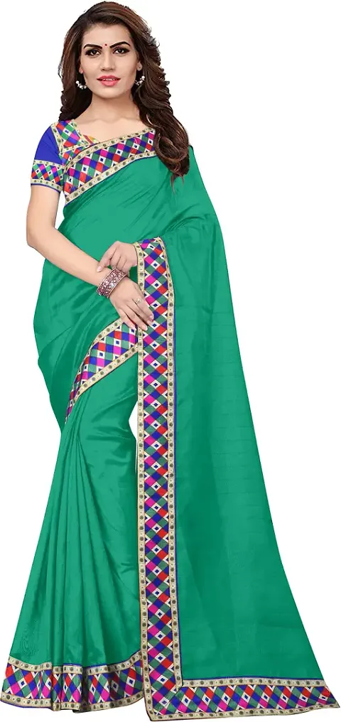 Fancy Vichitra Silk Saree with Blouse Piece for Women