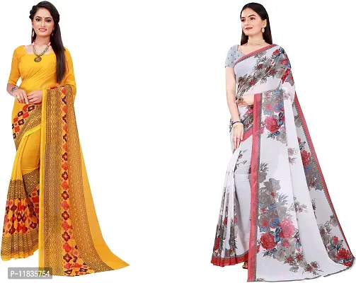 Beautiful Georgette Saree with Blouse Piece Pack Of 2-thumb0