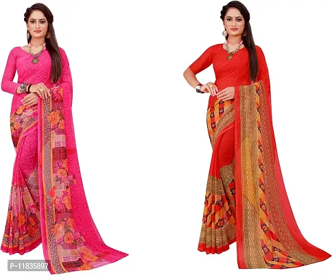 Beautiful Georgette Saree with Blouse Piece Pack Of 2-thumb0