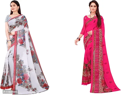 Beautiful Georgette Saree with Blouse Piece Pack Of 2-thumb0