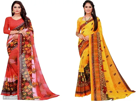 Beautiful Georgette Saree With Blouse Piece Pack Of 2