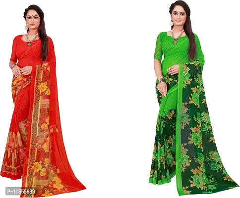 Beautiful Georgette Saree With Blouse Piece Pack Of 2-thumb0