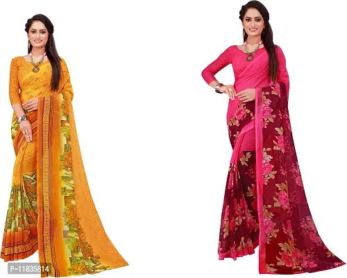 Beautiful Georgette Saree with Blouse Piece Pack Of 2-thumb0