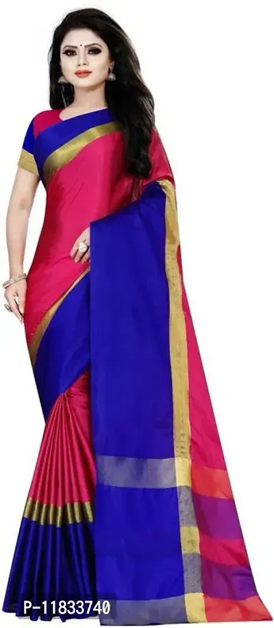 Beautiful Silk Blend Saree with Blouse Piece-thumb0