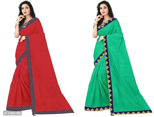 Beautiful Art Silk Saree With Blouse Piece Pack Of 2