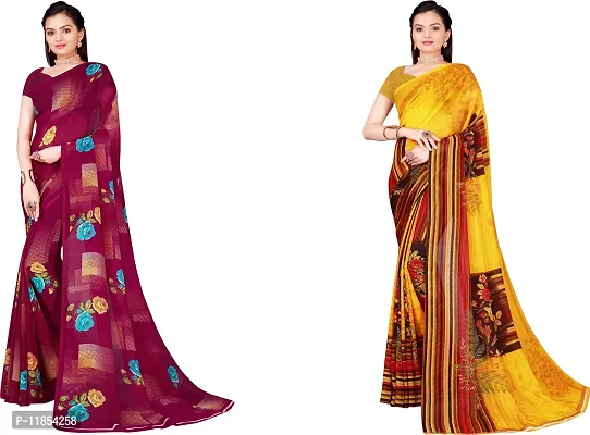 Beautiful Georgette Saree With Blouse Piece Pack Of 2