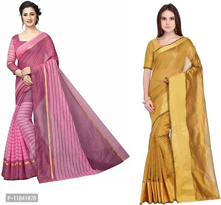 Beautiful Cotton Silk Saree With Blouse Piece Pack Of 2-thumb0