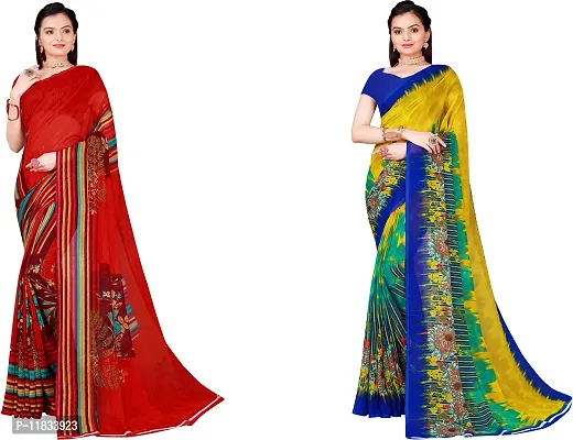 Beautiful Georgette Saree with Blouse Piece Pack Of 2