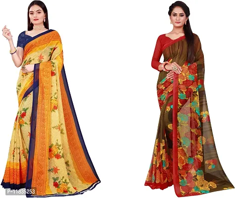 Beautiful Georgette Saree with Blouse Piece Pack Of 2