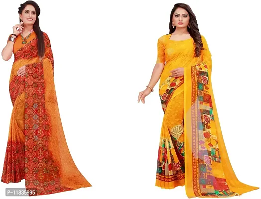 Beautiful Georgette Saree with Blouse Piece Pack Of 2