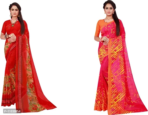 Beautiful Georgette Saree with Blouse Piece Pack Of 2