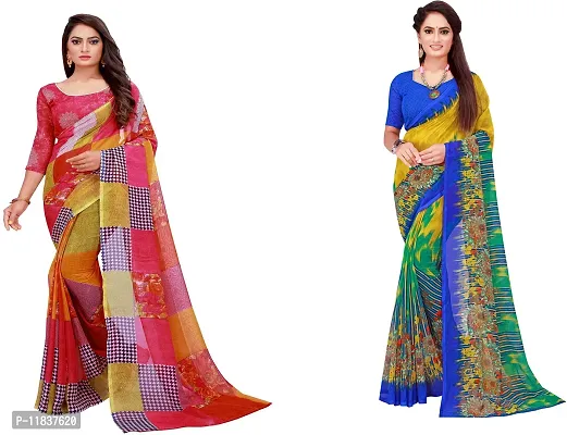 Beautiful Georgette Saree with Blouse Piece Pack Of 2