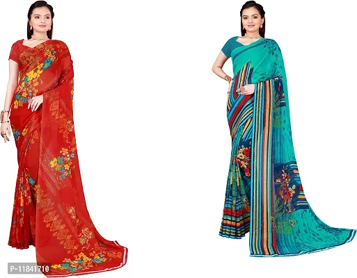 Beautiful Georgette Saree With Blouse Piece Pack Of 2