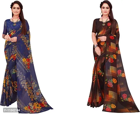 Beautiful Georgette Saree With Blouse Piece Pack Of 2