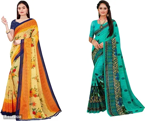 Beautiful Georgette Saree with Blouse Piece Pack Of 2-thumb0