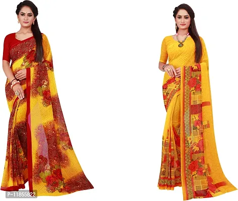 Beautiful Georgette Saree With Blouse Piece Pack Of 2