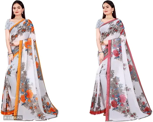 Beautiful Georgette Saree with Blouse Piece Pack Of 2-thumb0